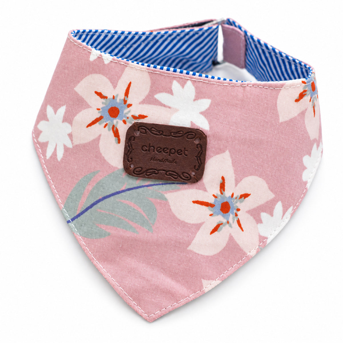 GAVPEPY Cotton Floral Hook-and-Loop Pet Bib, Sizes S, M, L, Blue, Pink, for photos, celebrations, walks and everyday pet outfits; a neckwear accessory for everyday outfits, portraits and special occasions image 8 - DPbib15-Pink-S.jpg