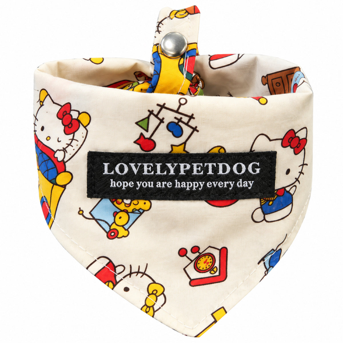 GAVPEPY Polyester Printed Adjustable Pet Bandana, Sizes S, M, L, XL, Navy, White, Yellow, for photos, celebrations, walks and everyday pet outfits; a neckwear accessory for everyday outfits, portraits and special occasions image 9 - DPbib17-White-S.jpg
