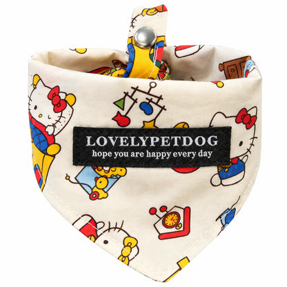 GAVPEPY Polyester Printed Adjustable Pet Bandana, Sizes S, M, L, XL, Navy, White, Yellow, for photos, celebrations, walks and everyday pet outfits; a neckwear accessory for everyday outfits, portraits and special occasions image 9 - DPbib17-White-S.jpg