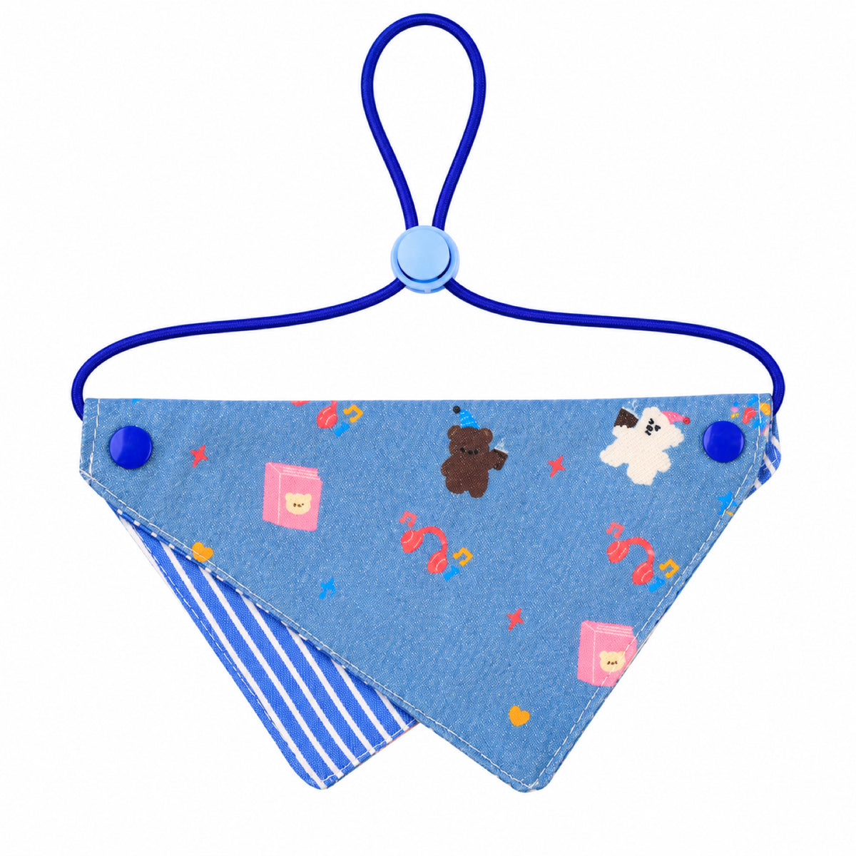 GAVPEPY Cotton Adjustable Printed Pet Bandana, Sizes S, L, Blue, for pet photos, outings and celebrations; decorative neckwear with the selected print and fit shown in the product photos; review the selected variant photo for details image 8 - DPbib18-Blue-S-Design02.jpg