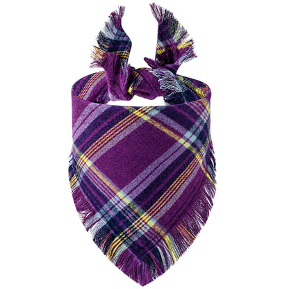 GAVPEPY Polyester-cotton blend Plaid Fringe Pet Bandana, Sizes 65 x 45 x 45 cm, 55 x 38 x 38, as pictured, for photos, celebrations, walks and everyday pet outfits; a neckwear accessory for everyday outfits, portraits and special occasions image 9 - DPbib2-Design03-65X45X45CM.jpg