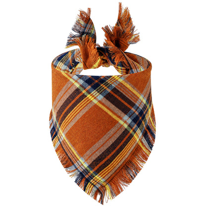 GAVPEPY Polyester-cotton blend Plaid Fringe Pet Bandana, Sizes 65 x 45 x 45 cm, 55 x 38 x 38, as pictured, for photos, celebrations, walks and everyday pet outfits; a neckwear accessory for everyday outfits, portraits and special occasions image 10 - DPbib2-Design04-65X45X45CM.jpg