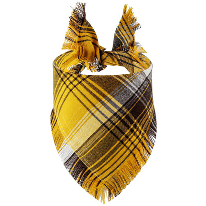 GAVPEPY Polyester-cotton blend Plaid Fringe Pet Bandana, Sizes 65 x 45 x 45 cm, 55 x 38 x 38, as pictured, for photos, celebrations, walks and everyday pet outfits; a neckwear accessory for everyday outfits, portraits and special occasions image 12 - DPbib2-Design06-65X45X45CM.jpg