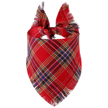 GAVPEPY Polyester-cotton blend Plaid Fringe Pet Bandana, Sizes 65 x 45 x 45 cm, 55 x 38 x 38, as pictured, for photos, celebrations, walks and everyday pet outfits; a neckwear accessory for everyday outfits, portraits and special occasions image 13 - DPbib2-Design07-65X45X45CM.jpg