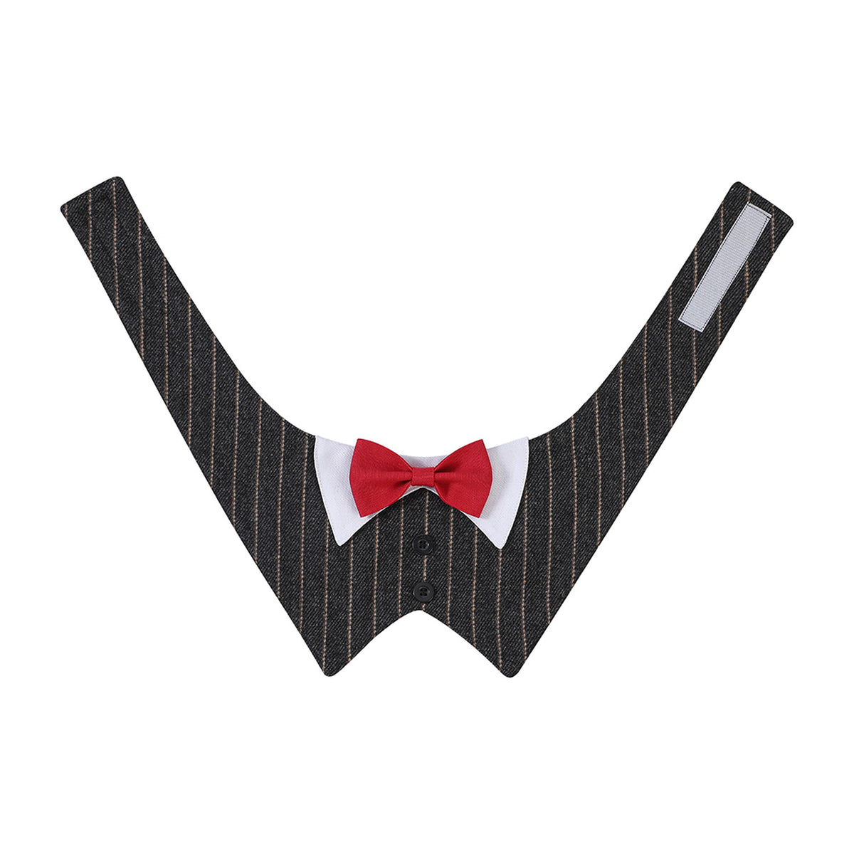 GAVPEPY Polyester Tuxedo Bow Pet Bib, Sizes XS, S, M, L, XL, Green Stripe, Dark Gray Stripe, Coffee Stripe, for photos, celebrations, walks and everyday pet outfits; a neckwear accessory for everyday outfits, portraits and special occasions image 9 - DPbib24-Gray-XS-Design02.jpg