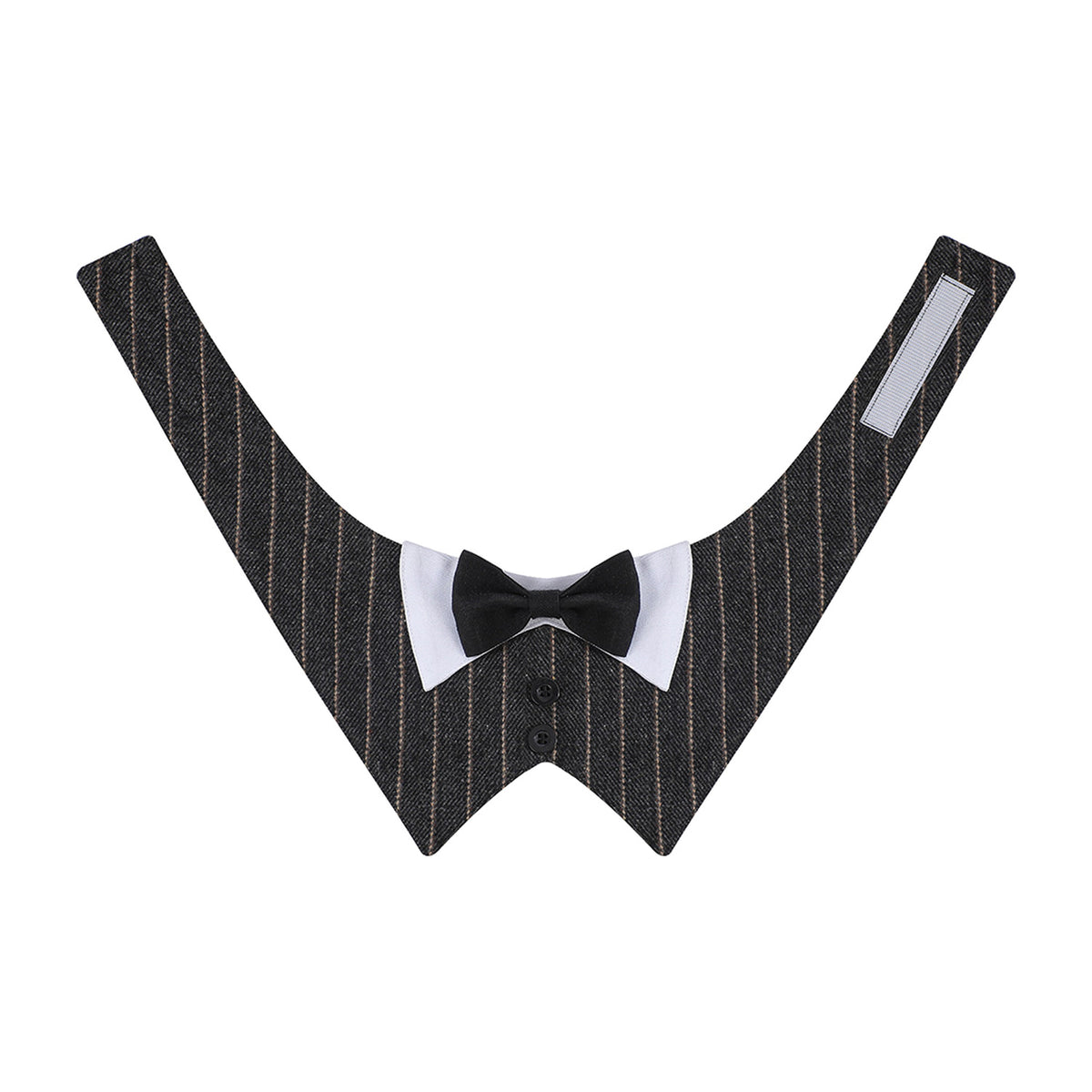 GAVPEPY Polyester Tuxedo Bow Pet Bib, Sizes XS, S, M, L, XL, Green Stripe, Dark Gray Stripe, Coffee Stripe, for photos, celebrations, walks and everyday pet outfits; a neckwear accessory for everyday outfits, portraits and special occasions image 13 - DPbib24-Gray-XS-Design06.jpg