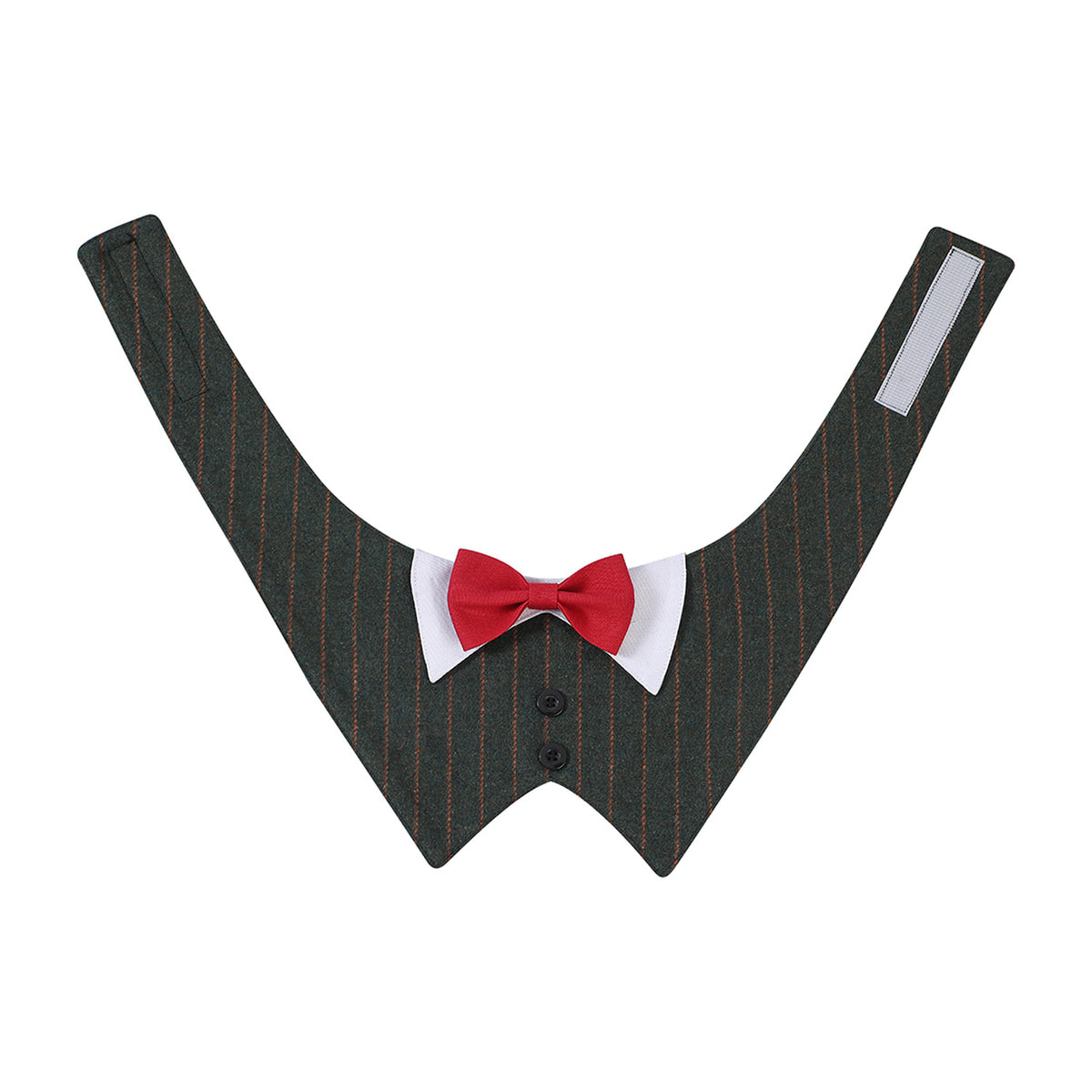 GAVPEPY Polyester Tuxedo Bow Pet Bib, Sizes XS, S, M, L, XL, Green Stripe, Dark Gray Stripe, Coffee Stripe, for photos, celebrations, walks and everyday pet outfits; a neckwear accessory for everyday outfits, portraits and special occasions image 8 - DPbib24-Green-XS-Design01.jpg