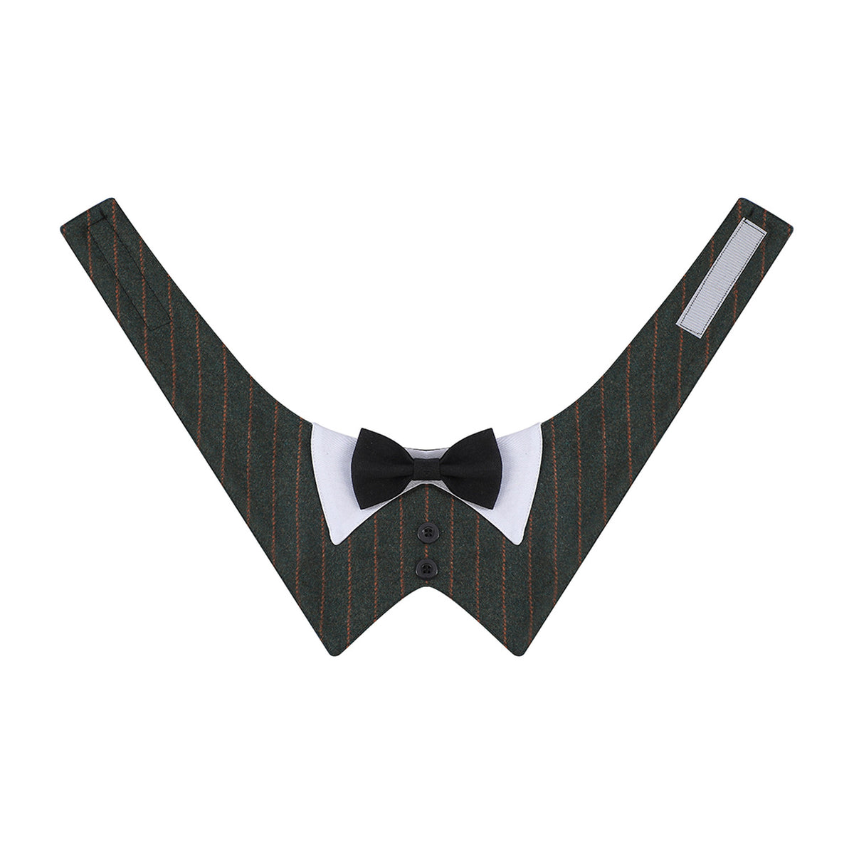 GAVPEPY Polyester Tuxedo Bow Pet Bib, Sizes XS, S, M, L, XL, Green Stripe, Dark Gray Stripe, Coffee Stripe, for photos, celebrations, walks and everyday pet outfits; a neckwear accessory for everyday outfits, portraits and special occasions image 12 - DPbib24-Green-XS-Design05.jpg