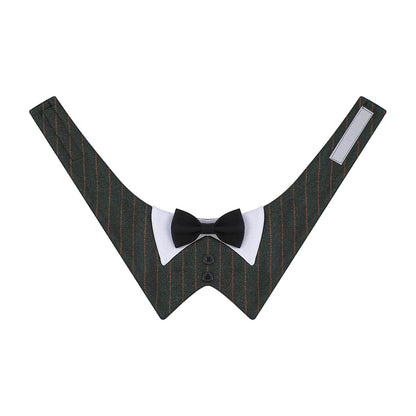 GAVPEPY Polyester Tuxedo Bow Pet Bib, Sizes XS, S, M, L, XL, Green Stripe, Dark Gray Stripe, Coffee Stripe, for photos, celebrations, walks and everyday pet outfits; a neckwear accessory for everyday outfits, portraits and special occasions image 12 - DPbib24-Green-XS-Design05.jpg