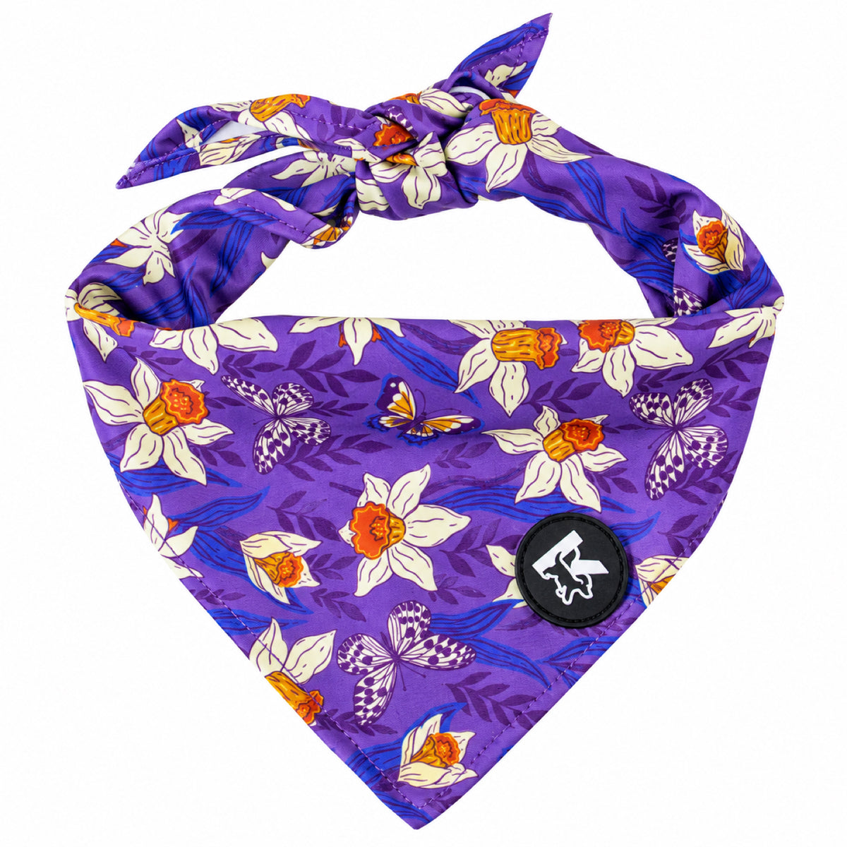 GAVPEPY Polyester Floral Print Pet Bandana, Size One Size, Green, for pet photos, outings and celebrations; decorative neckwear with the selected print and fit shown in the product photos; review the selected variant photo for details image 16 - DPbib34-Design09-OneSize.jpg