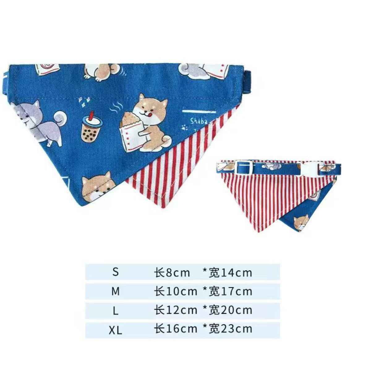 GAVPEPY Polyester Reversible Print Pet Bandana, Sizes XL, L, M, S, Blue, Red, for photos, celebrations, walks and everyday pet outfits; a neckwear accessory for everyday outfits, portraits and special occasions image 1 - DPbib4-Blue-XL.jpg