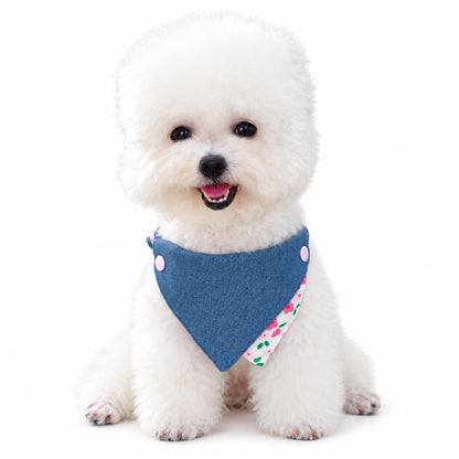 GAVPEPY Polyester Denim-Look Triangle Pet Bib, Sizes S, M, as pictured, for photos, celebrations, walks and everyday pet outfits; a neckwear accessory for everyday outfits, portraits and special occasions image 9 - DPbib9-Design02-S.jpg