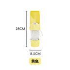 GAVPEPY Plastic 2-in-1 Pet Water and Food Bottle, 450 mL for Portable Drinking Water During Walks and Travel, Size 18.5 x 13.5 x 12.5cm, 4 Color Options, for Road Trips, Hiking, Parks and Everyday Outdoor Outings