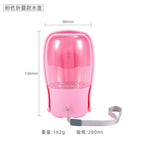 GAVPEPY Plastic Foldable Pet Water Bottle, 220 mL for Portable Drinking Water During Walks and Travel, Size 80 x 80 x 136mm, Colors Pink and Blue, for Road Trips, Hiking, Parks and Everyday Outdoor Outings, Foldable Design Supports Compact Storage