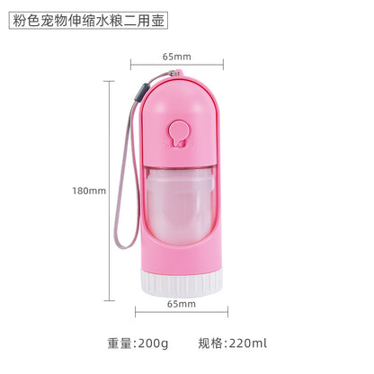 Extendable Pet Water and Food Bottle, 220 mL, 3 Options, By GAVPEPY image 8 - DPbottle18-Pink-WaterFoodCombo.jpg