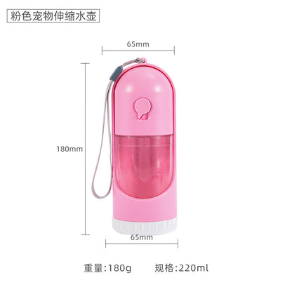 Extendable Pet Water and Food Bottle, 220 mL, 3 Options, By GAVPEPY image 10 - DPbottle18-Pink.jpg