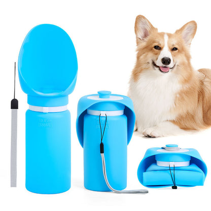 Foldable Silicone Travel Dog Water Bottle, 550 mL, 4 Options, By GAVPEPY image 11 - DPbottle4-Blue-Bagged.jpg
