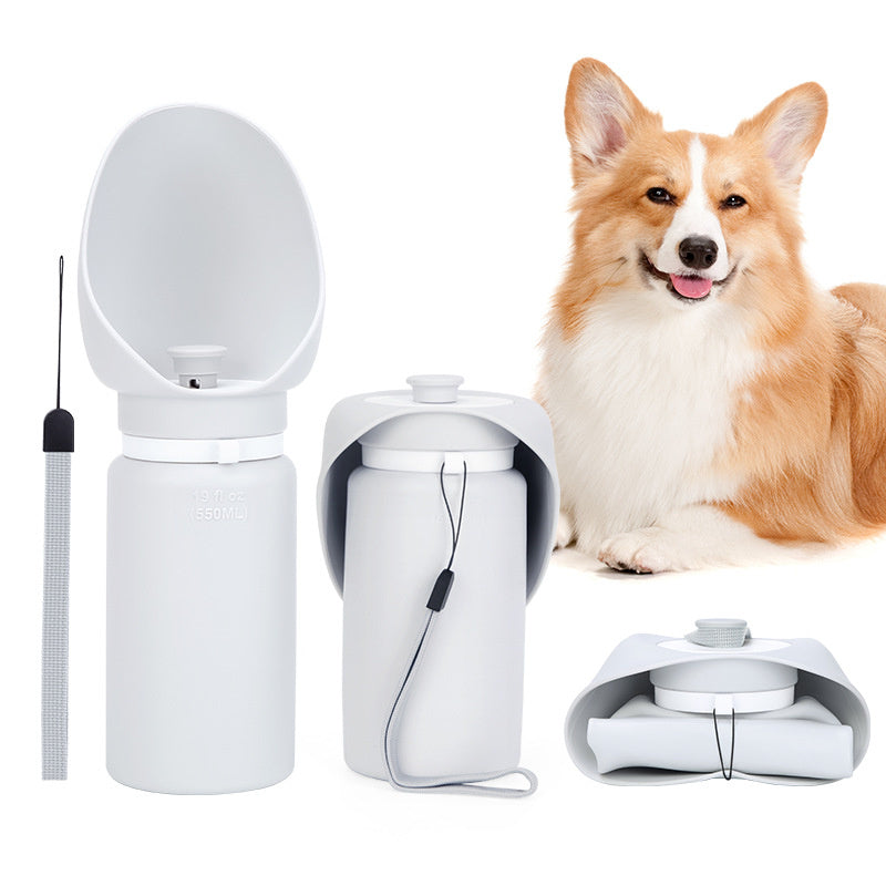Foldable Silicone Travel Dog Water Bottle, 550 mL, 4 Options, By GAVPEPY image 9 - DPbottle4-LightGray-Bagged.jpg