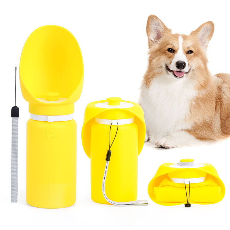 Foldable Silicone Travel Dog Water Bottle, 550 mL, 4 Options, By GAVPEPY image 10 - DPbottle4-Yellow-Bagged.jpg