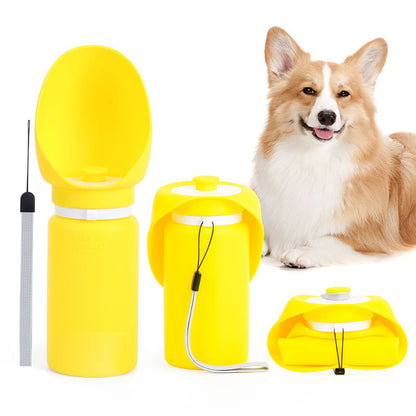 Foldable Silicone Travel Dog Water Bottle, 550 mL, 4 Options, By GAVPEPY image 10 - DPbottle4-Yellow-Bagged.jpg