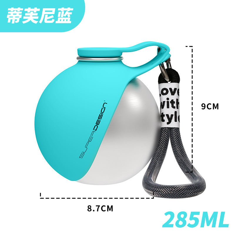 304 Stainless Steel Pet Water Bottle with Foldable Bowl, 285 mL, By GAVPEPY image 11 - DPbottle8-Blue-285ML-V4.jpg