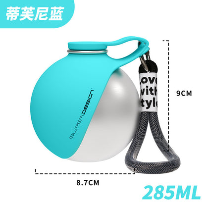 304 Stainless Steel Pet Water Bottle with Foldable Bowl, 285 mL, By GAVPEPY image 11 - DPbottle8-Blue-285ML-V4.jpg