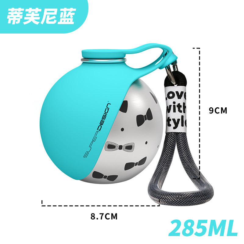 304 Stainless Steel Pet Water Bottle with Foldable Bowl, 285 mL, By GAVPEPY image 9 - DPbottle8-Blue-285ML.jpg