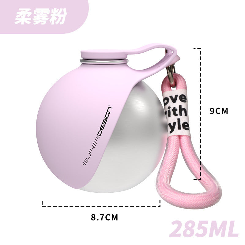 304 Stainless Steel Pet Water Bottle with Foldable Bowl, 285 mL, By GAVPEPY image 10 - DPbottle8-Pink-285ML-V3.jpg