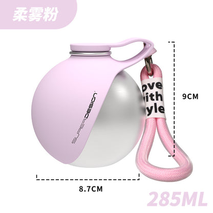 304 Stainless Steel Pet Water Bottle with Foldable Bowl, 285 mL, By GAVPEPY image 10 - DPbottle8-Pink-285ML-V3.jpg