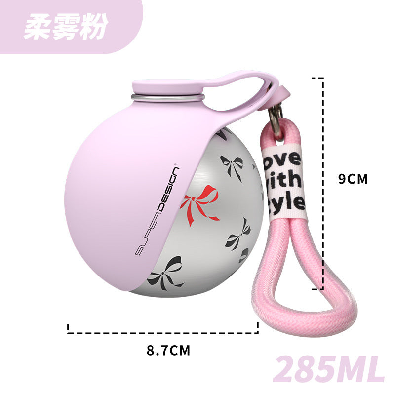 304 Stainless Steel Pet Water Bottle with Foldable Bowl, 285 mL, By GAVPEPY image 8 - DPbottle8-Pink-285ML.jpg