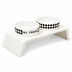 GAVPEPY ABS Plastic Elevated Grid Double Pet Bowl, White for Everyday Feeding, Water Service and Organized Pet Care, Colors White, for Home Kitchens, Feeding Stations and Travel Setups, Foldable Design Supports Compact Storage