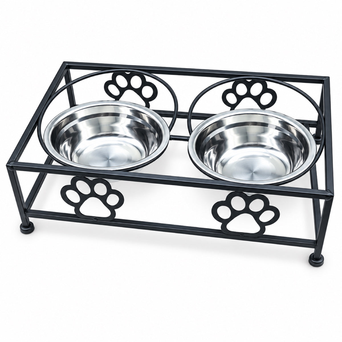 Raised Stainless Steel Double Pet Bowl with Stand, By GAVPEPY image 8 - DPbowl2-Black.jpg