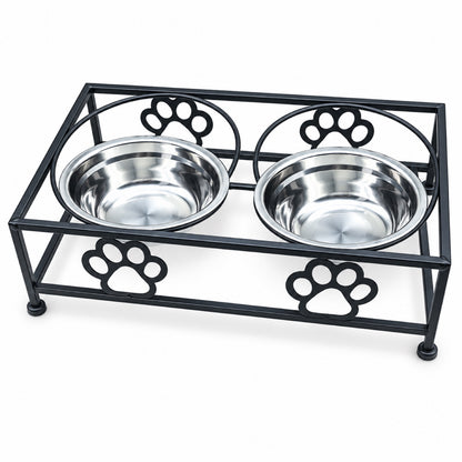 Raised Stainless Steel Double Pet Bowl with Stand, By GAVPEPY image 8 - DPbowl2-Black.jpg