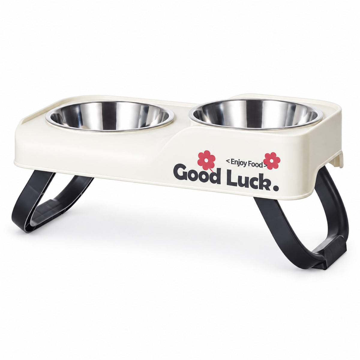 Raised Stainless Steel Double Pet Bowl, 3 Colors, By GAVPEPY image 9 - DPbowl29-White.jpg