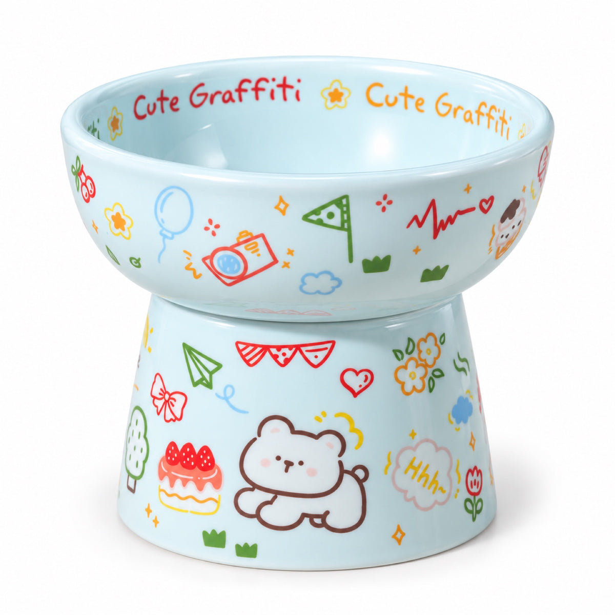 Graffiti Ceramic Pet Bowl, 6 Colorways, By GAVPEPY image 11 - DPbowl3-Blue-Graffiti.jpg