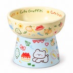 GAVPEPY Graffiti Ceramic Pet Bowl, 6 Colorways for Everyday Feeding, Water Service and Organized Pet Care, 6 Color Options, for Home Kitchens, Feeding Stations and Travel Setups, Practical Construction Supports Everyday Pet Care