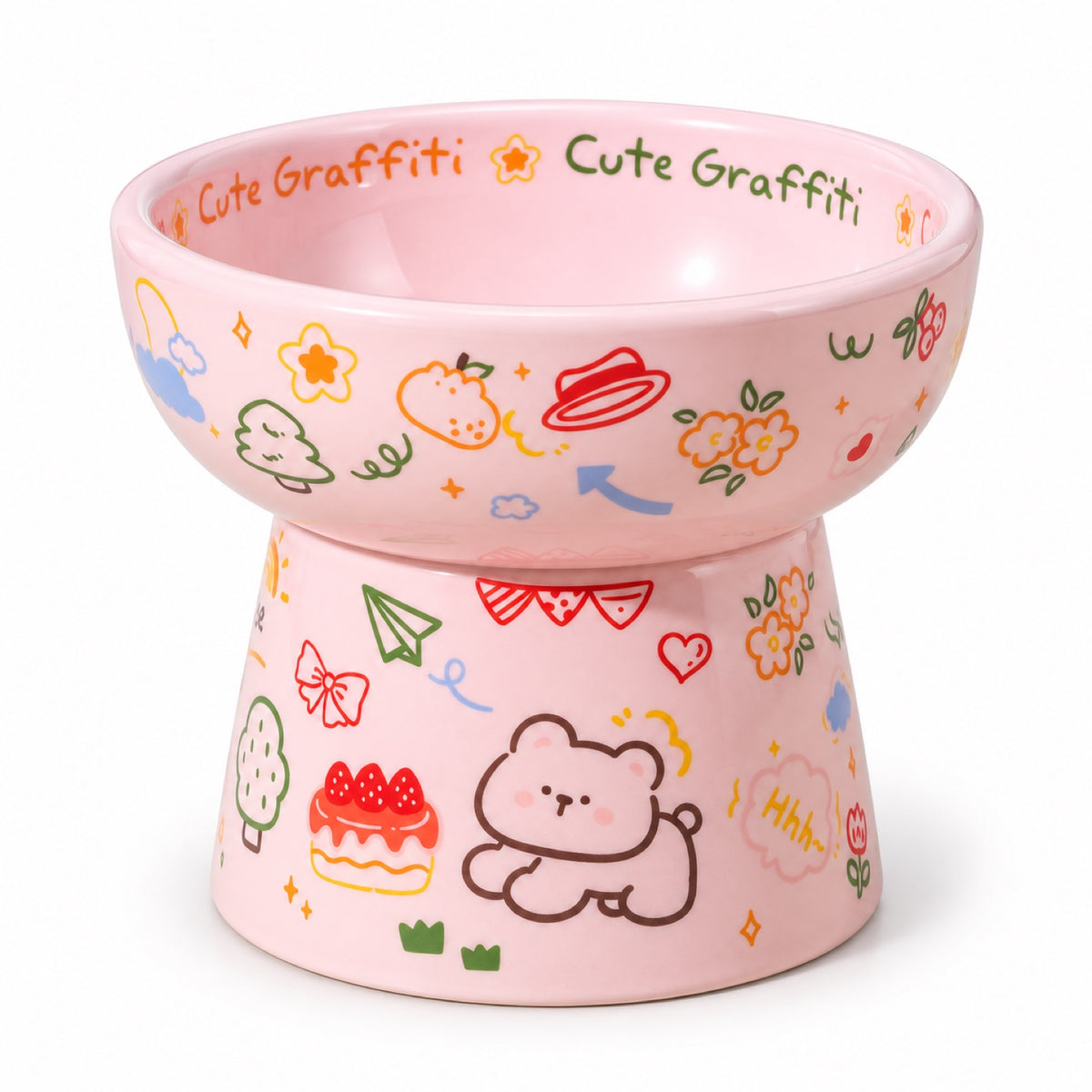 Graffiti Ceramic Pet Bowl, 6 Colorways, By GAVPEPY image 12 - DPbowl3-Pink-Graffiti.jpg