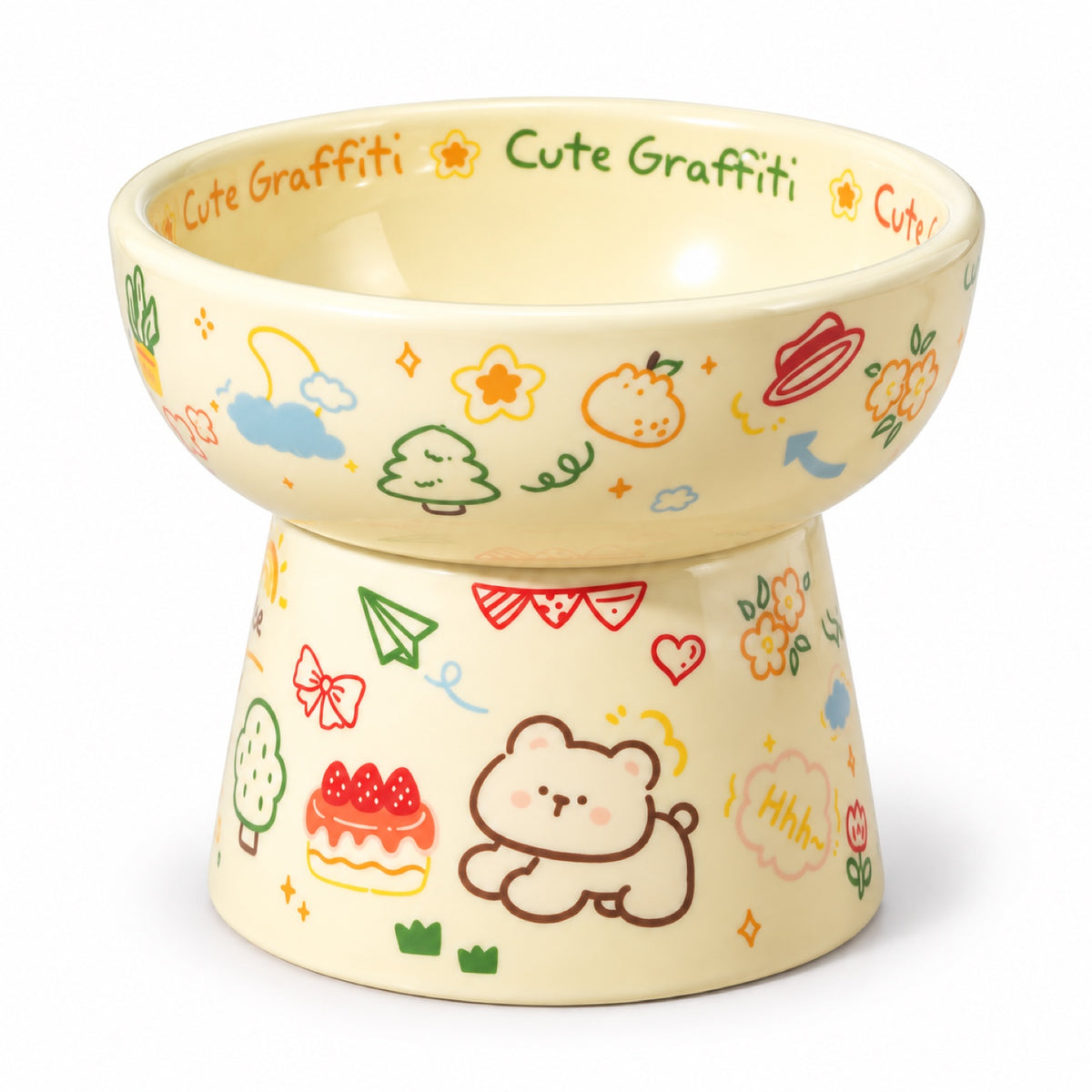 Graffiti Ceramic Pet Bowl, 6 Colorways, By GAVPEPY image 8 - DPbowl3-Yellow-Graffiti.jpg