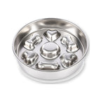 GAVPEPY Round Bone-Print Stainless Steel Slow Feeder Bowl, 3 Base Options for Everyday Feeding, Water Service and Organized Pet Care, for Home Kitchens, Feeding Stations and Travel Setups, Slow-Feeding Layout Encourages a Measured Pace