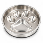 GAVPEPY Paw-Print Stainless Steel Slow Feeder Bowl, 2 Base Options for Everyday Feeding, Water Service and Organized Pet Care, for Home Kitchens, Feeding Stations and Travel Setups, Slow-Feeding Layout Encourages a Measured Pace