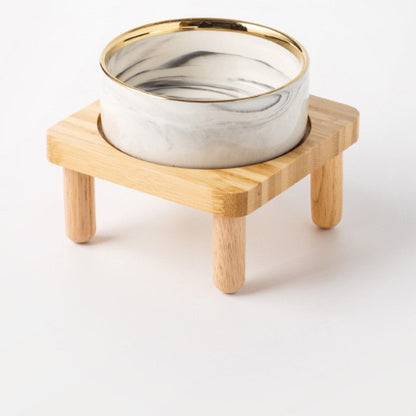 Raised Ceramic Pet Bowl with Single Bamboo Stand, 40 Options, By GAVPEPY image 27 - DPbowl38-Gray-13CM-1pc-StraightRim-V37.jpg