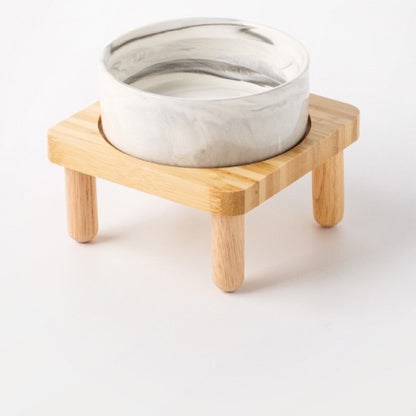 Raised Ceramic Pet Bowl with Single Bamboo Stand, 40 Options, By GAVPEPY image 20 - DPbowl38-Gray-13CM-1pc-StraightRim.jpg