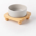GAVPEPY Raised Ceramic Pet Bowl with Single Bamboo Stand for Everyday Feeding, Water Service and Organized Pet Care, Multiple Size Options, 10 Color Options, for Home Kitchens, Feeding Stations and Travel Setups