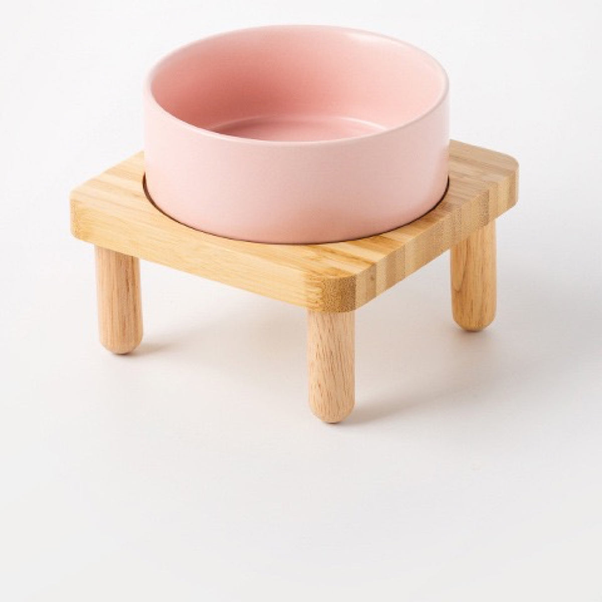 Raised Ceramic Pet Bowl with Single Bamboo Stand, 40 Options, By GAVPEPY image 26 - DPbowl38-MattePink-15-7CM-1pc-StraightRim.jpg
