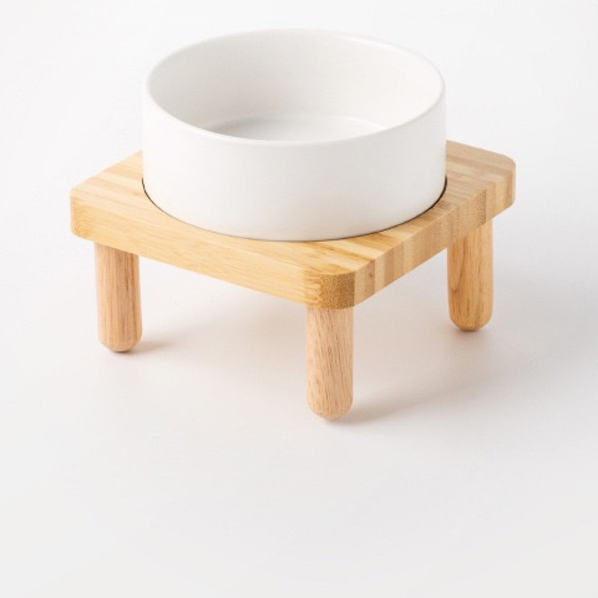Raised Ceramic Pet Bowl with Single Bamboo Stand, 40 Options, By GAVPEPY image 35 - DPbowl38-MatteWhite-15-7CM-1pc-StraightRim.jpg