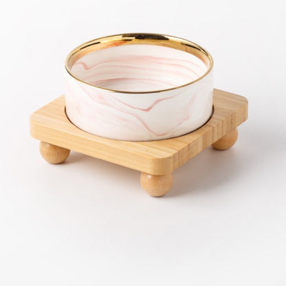 Raised Ceramic Pet Bowl with Single Bamboo Stand, 40 Options, By GAVPEPY image 19 - DPbowl38-Pink-13CM-1pc-StraightRim-RoundBead-V19.jpg