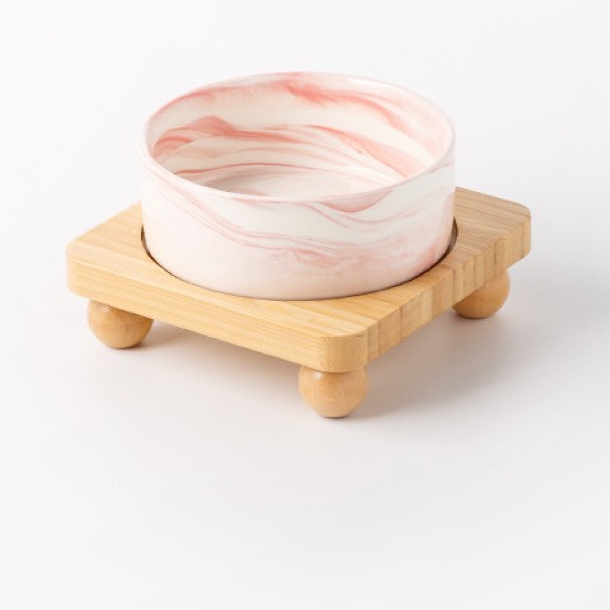 Raised Ceramic Pet Bowl with Single Bamboo Stand, 40 Options, By GAVPEPY image 22 - DPbowl38-Pink-15-7CM-1pc-StraightRim-RoundBead.jpg