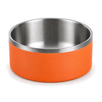 GAVPEPY Stainless Steel Deep Pet Bowl, 18 x 18 x 8 cm or 20 x 20 x 9 cm, orange outer finish, for Everyday Dog and Cat Meals or Water at Home, deep rounded bowl with a stainless interior; a practical feeding setup for daily pet-care routines