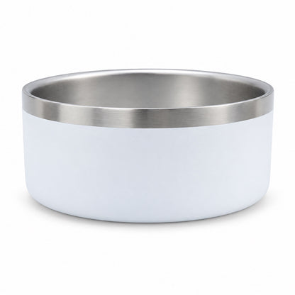 GAVPEPY Stainless Steel Pet Feeding Bowl, 14, 18 or 22 cm diameter, Red, Black, Blue, Green or White, for Everyday Dog and Cat Meals or Water at Home, wide rim and colored outer finish; a practical feeding setup for daily pet-care routines image 21 - DPbowl43-White-18CM.jpg