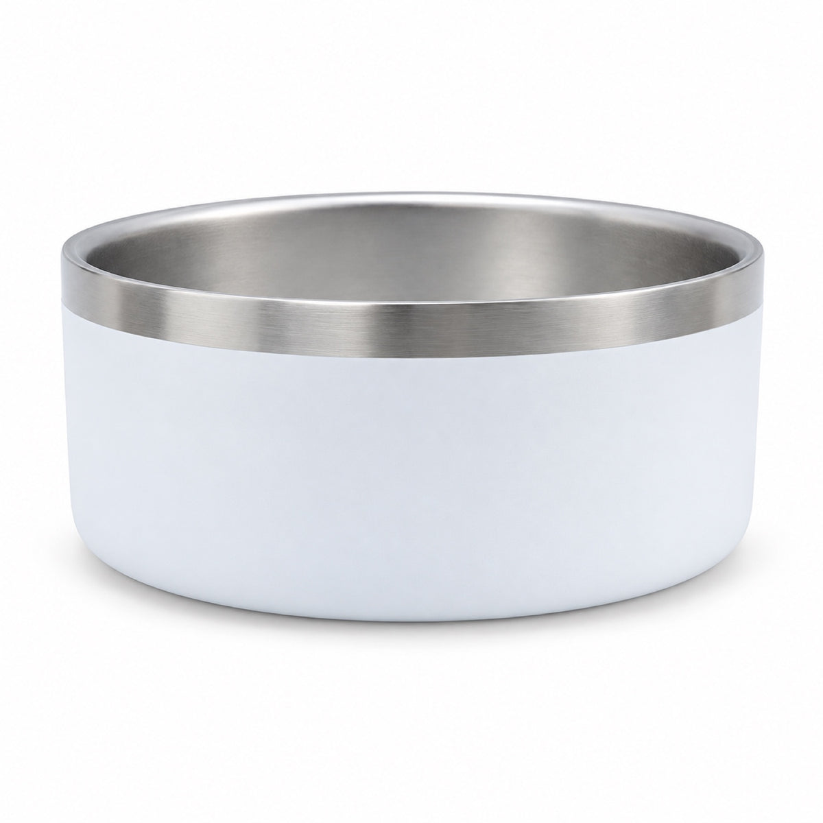 GAVPEPY Stainless Steel Pet Feeding Bowl, 14, 18 or 22 cm diameter, Red, Black, Blue, Green or White, for Everyday Dog and Cat Meals or Water at Home, wide rim and colored outer finish; a practical feeding setup for daily pet-care routines image 22 - DPbowl43-White-22CM.jpg
